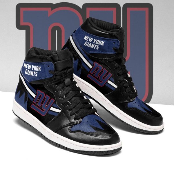 Women's New York Giants High Top Leather AJ1 Sneakers 002